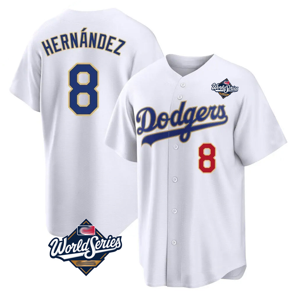 LA.Dodgers #8 Enrique Hern¨¢ndez Player Gold White World Series 2026 Collection Stadium Limited Hdoa Stitched Jerseys