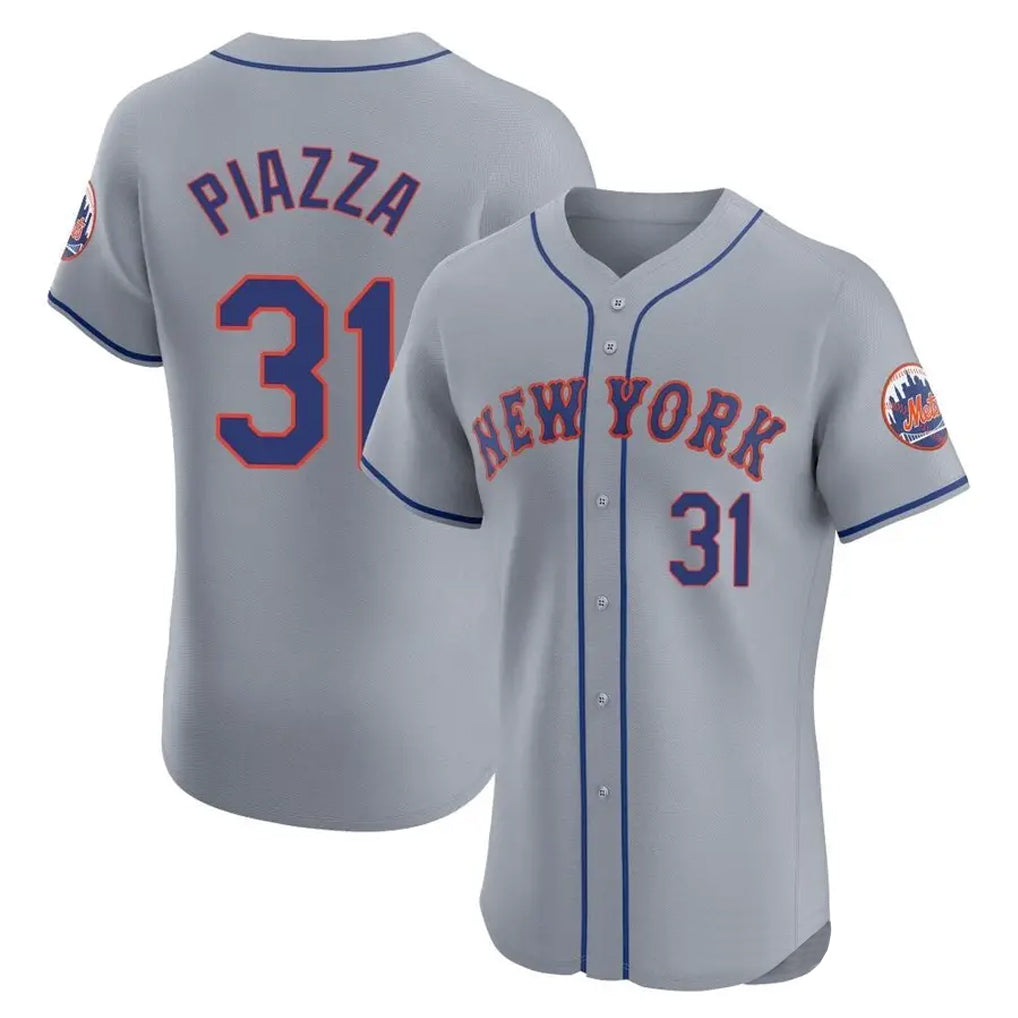 NY.Mets #31 Mike Piazza Player Gray Road Limited Elite Home Hdoa Stitched Jerseys