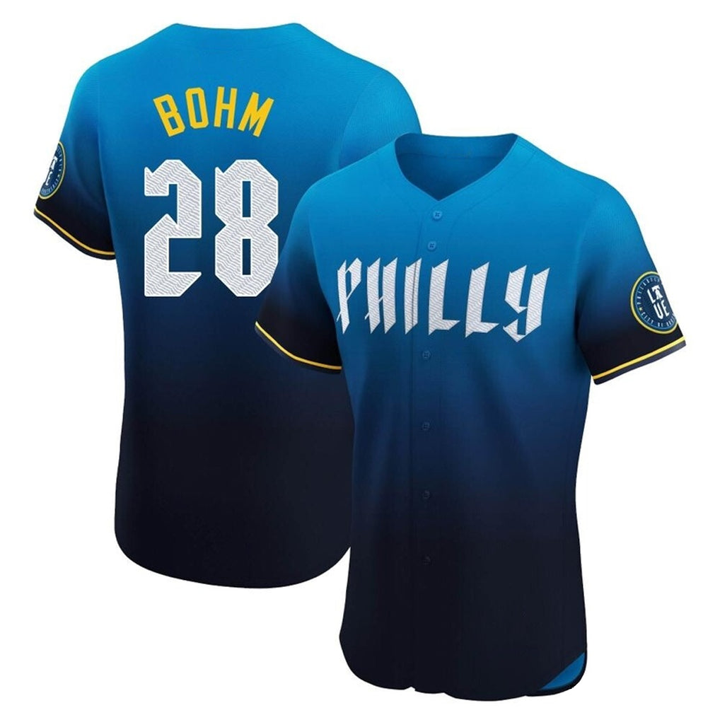 P.Phillies #28 Alec Bohm Player Blue City Connect Home Limited Elite Hdoa Stitched Jerseys