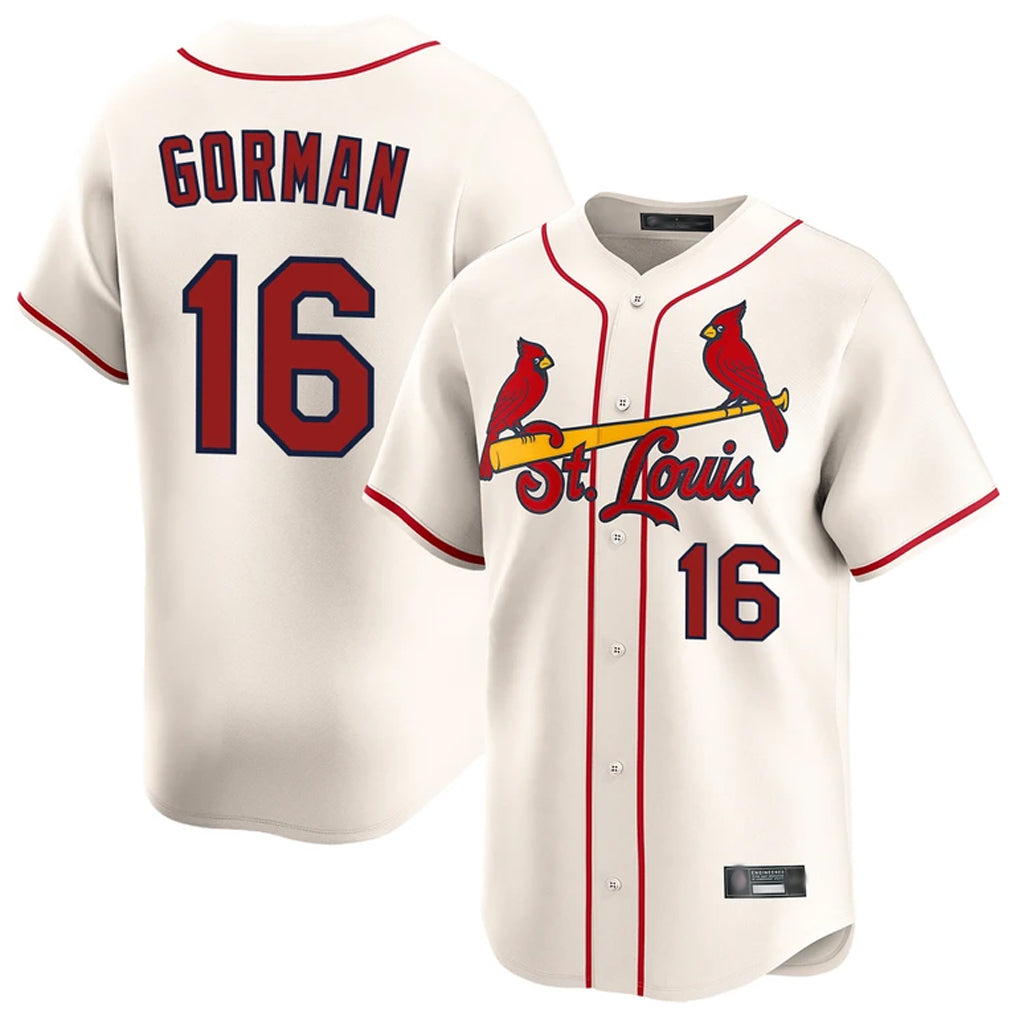 St. Louis Cardinals #16 Nolan Gorman Player Cream Home Limited Hdoa Stitched Jerseys
