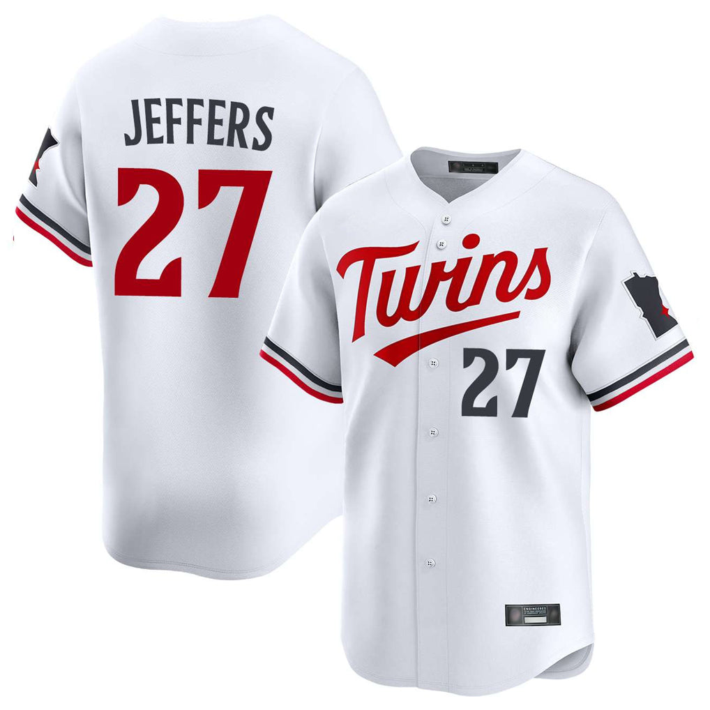 M.Twins #27 Ryan Jeffers Player White Home Limited Hdoa Stitched Jerseys