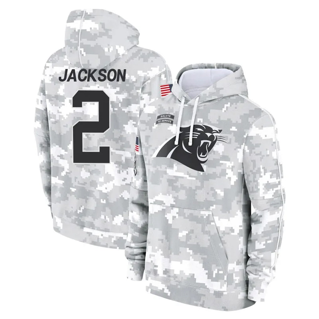 C.Panthers #2 Michael Jackson Player Arctic Camo Salute to Service Pullover Hoodies Limited Game Hdoa Stitched Jerseys