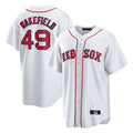 B.Red Sox #49 Tim Wakefield Player White Home Game Hdoa Stitched Jerseys