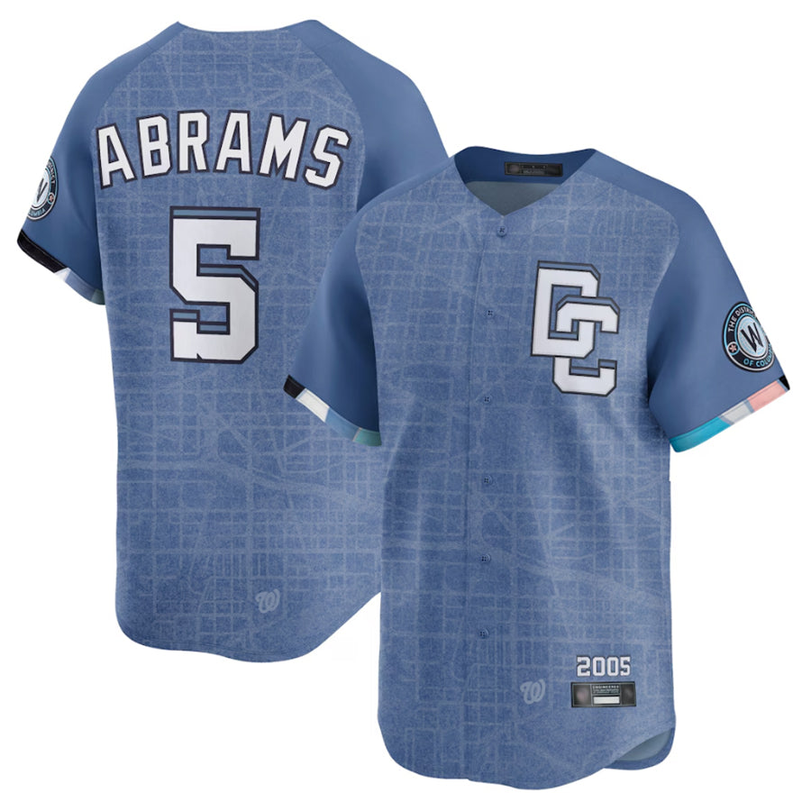 W.Nationals #5 CJ Abrams Player Blue City Connect Limited Hdoa Stitched Jerseys