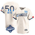 LA.Dodgers #50 Mookie Betts Player Cream World Series Meet City Connect Limited Home Hdoa Stitched Jerseys