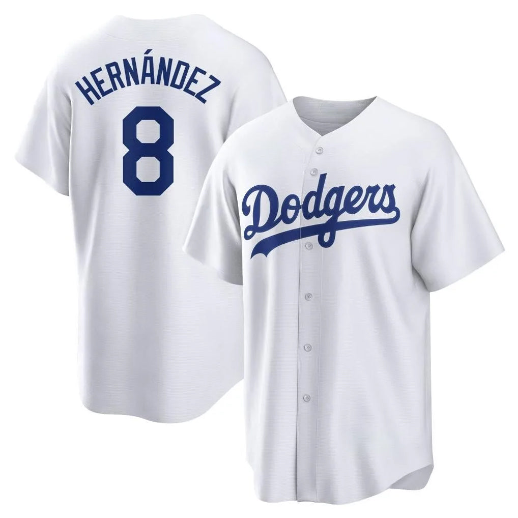 LA.Dodgers #8 Enrique Hern¨¢ndez Player White Game Home Hdoa Stitched Jerseys
