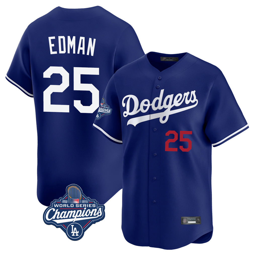 LA.Dodgers #25 Tommy Edman Player Royal World Series Meet Limited Home Hdoa Stitched Jerseys