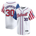 D.Tigers #30 Kerry Carpenter Player White Independence Day Vapor Premier Limited Hdoa Stitched Jerseys