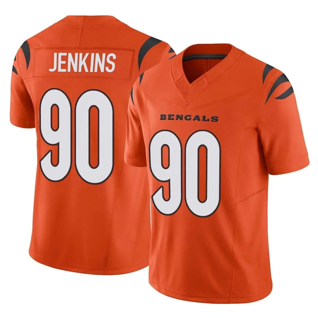 C.Bengals #90 Kris Jenkins Jr Player Orange Vapor F.U.S.E. Limited Home Game Hdoa Stitched Jerseys