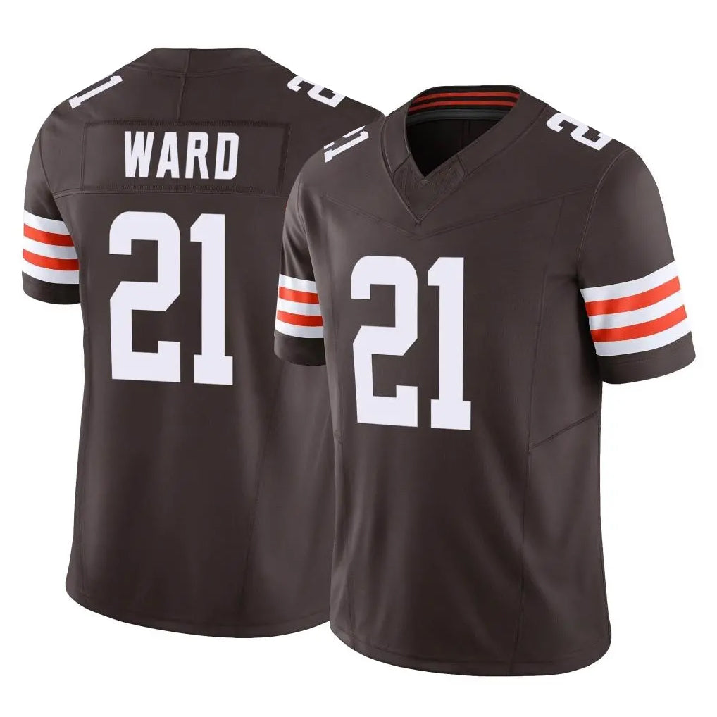 C.Browns #21 Denzel Ward Player Brown Vapor F.U.S.E. Limited Home Game Hdoa Stitched Jerseys