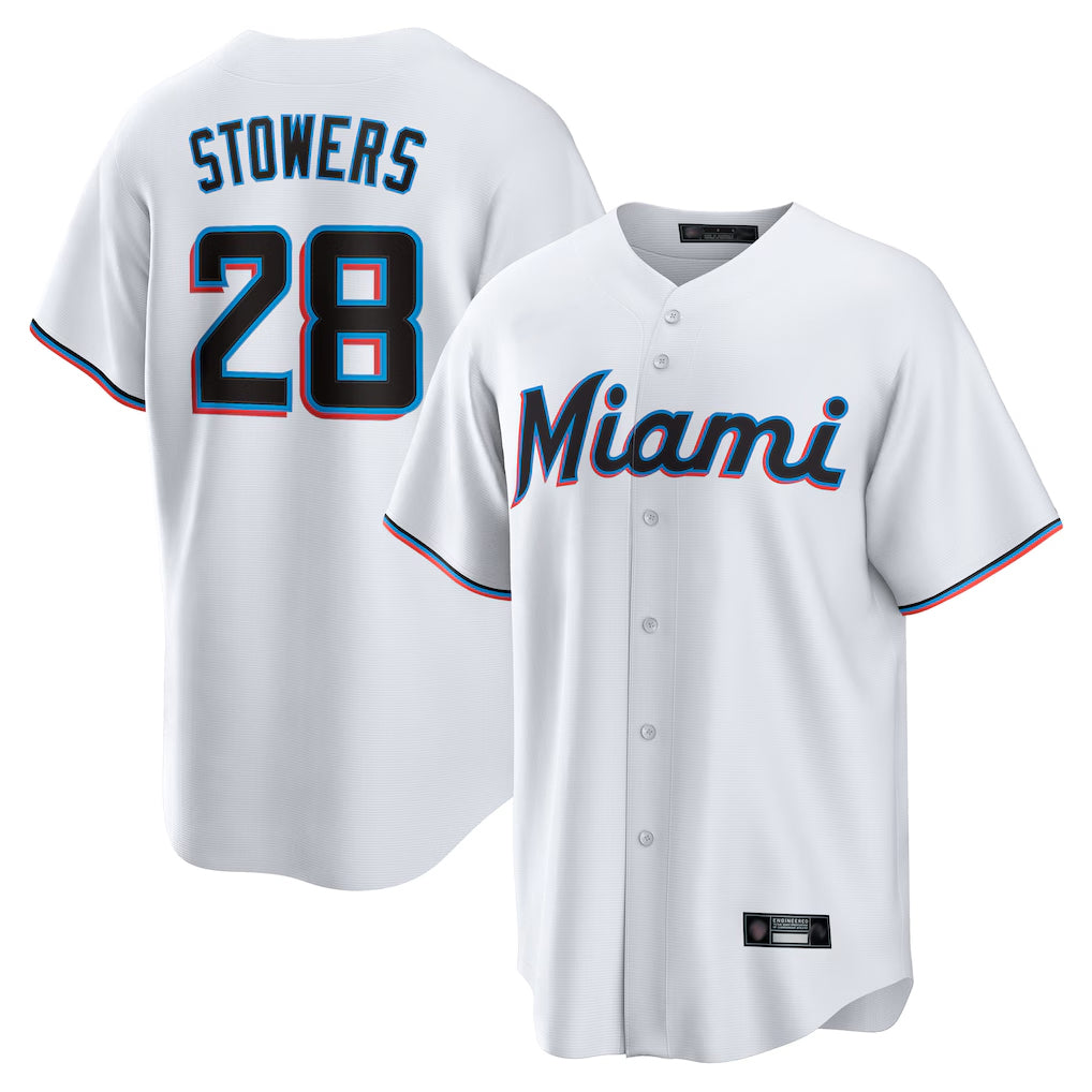 M.Marlins #28 Kyle Stowers Player White  Home Game Hdoa Stitched Jerseys
