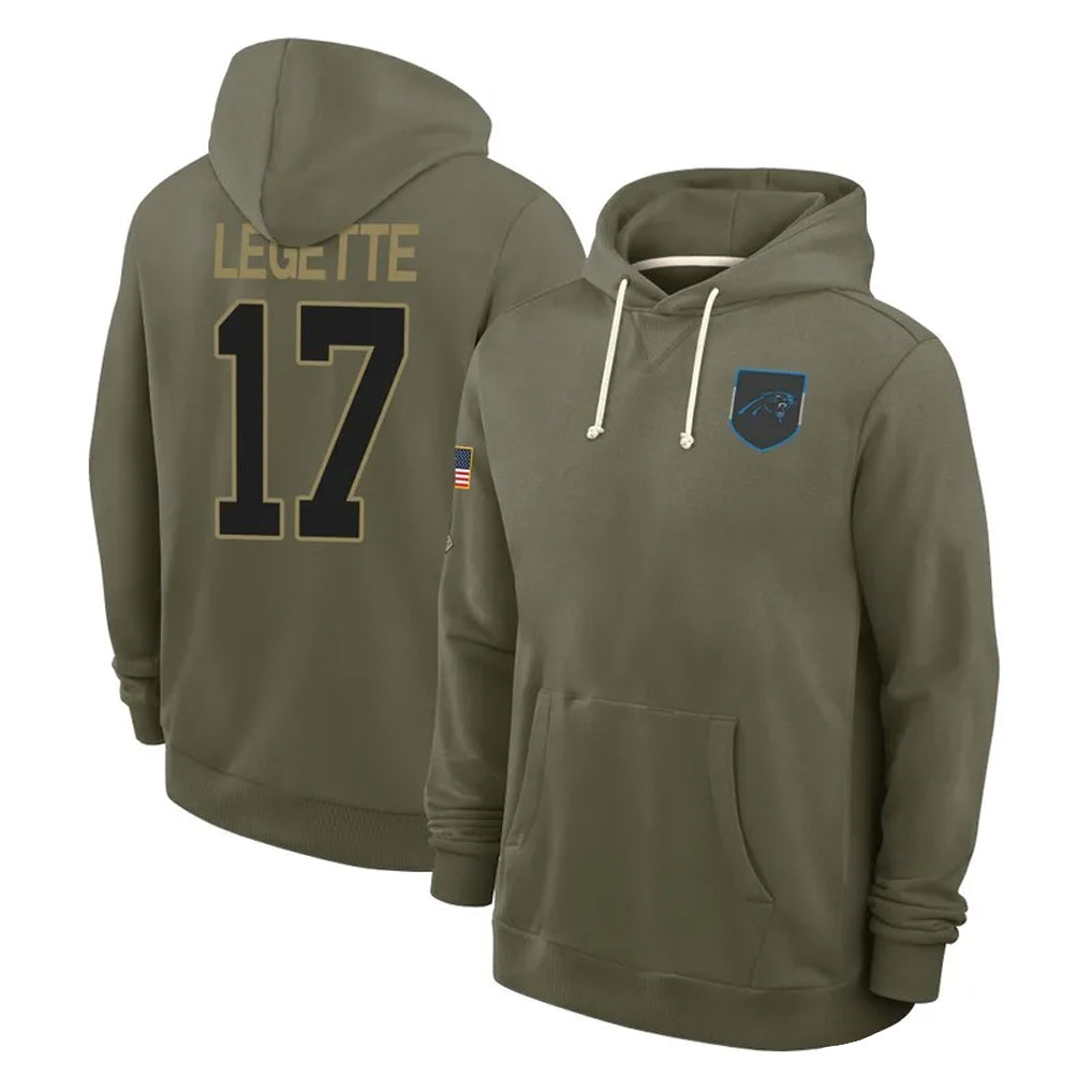 C.Panthers #17 Xavier Legette Player Olive Salute to Service Hoodies Game Hdoa Stitched Jerseys