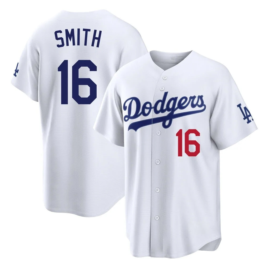 LA.Dodgers #16 Will Smith Player White Home Game Hdoa Stitched Jerseys