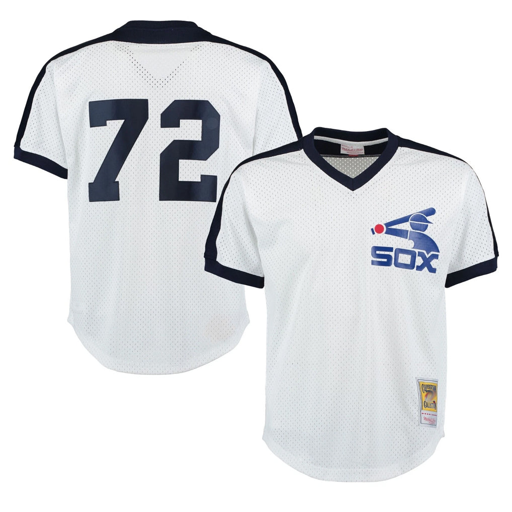 C.White Sox #72 Carlton Fisk Player White Mitchell & Ness Cooperstown Collection Mesh Game Hdoa Stitched Jerseys