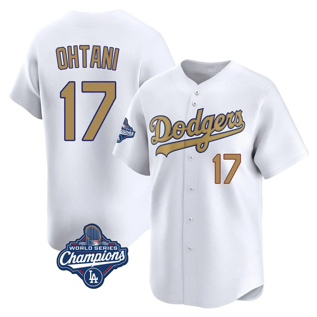 LA.Dodgers #17 Shohei Ohtani Player Gold World Series Meet Collection Limited Home Hdoa Stitched Jerseys