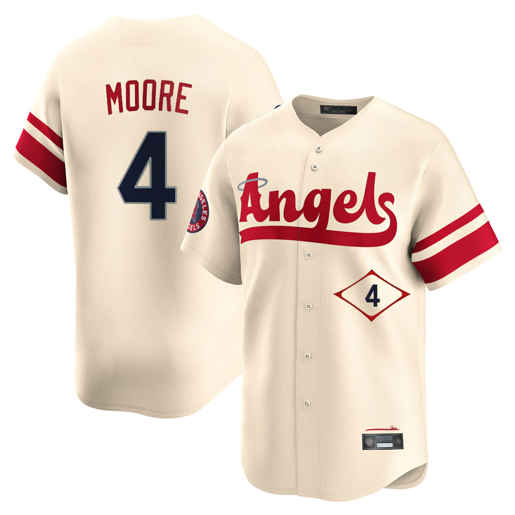 LA.Angels #4 Christian Moore Player Cream City Connect Limited Home Hdoa Stitched Jerseys