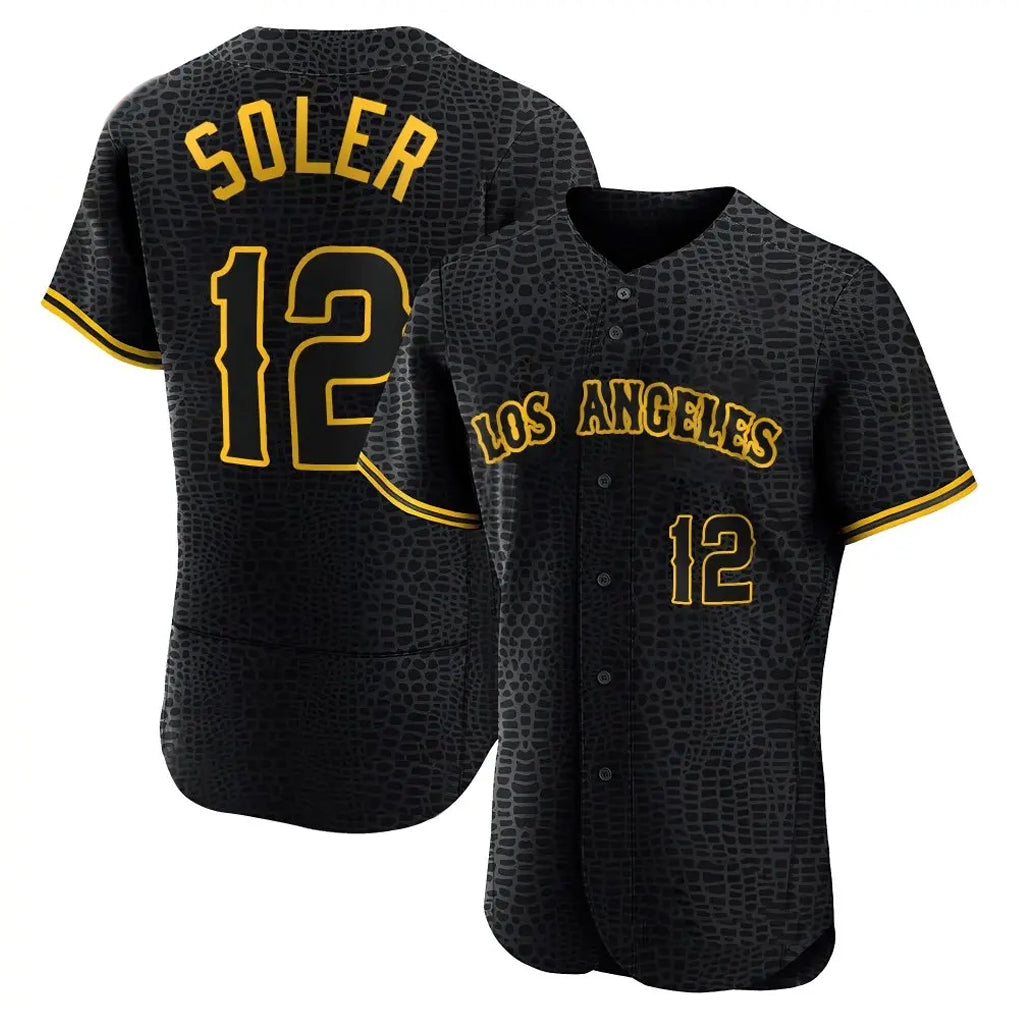 LA.Angels #12 Jorge Soler Player Black Snake Skin City Limited Elite Home Hdoa Stitched Jerseys