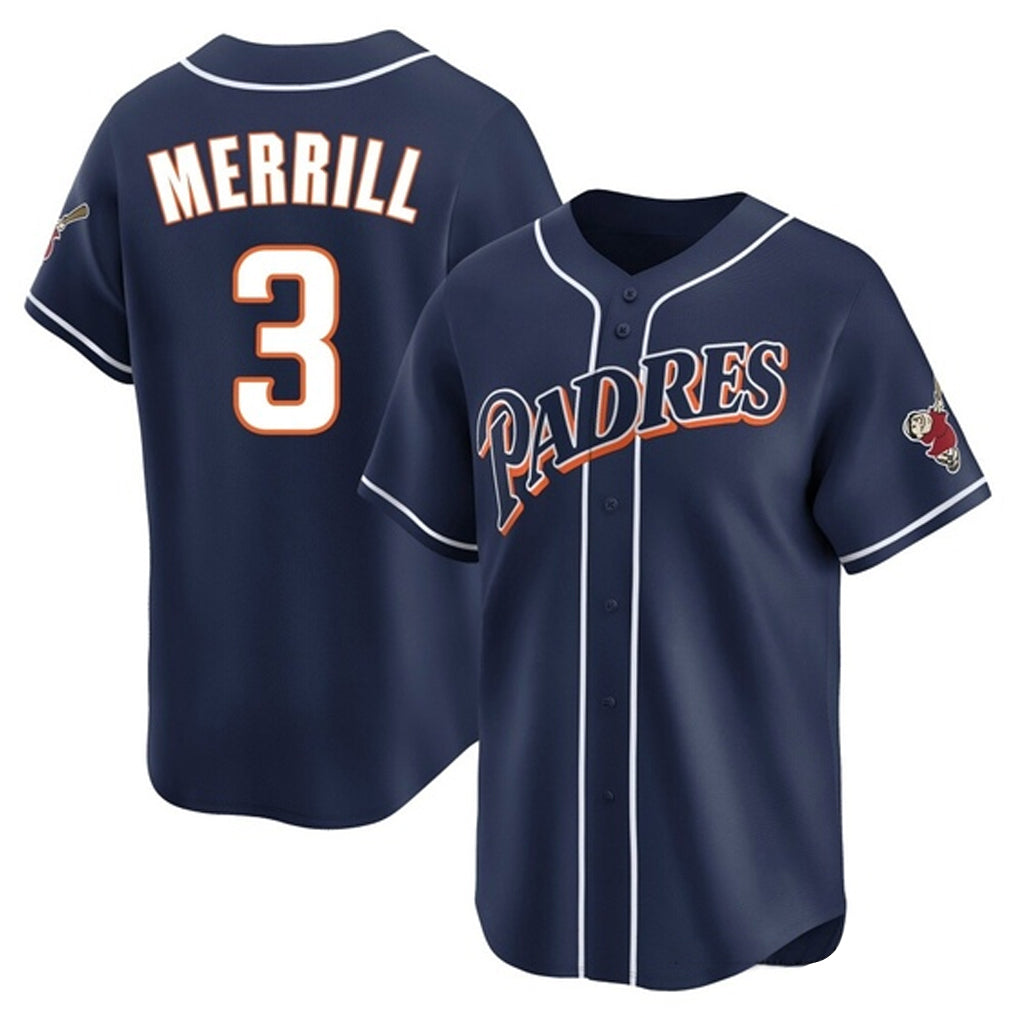 S.Diego Padres #3 Jackson Merrill Player Navy Cooperstown Collection Limited Home Hdoa Stitched Jerseys