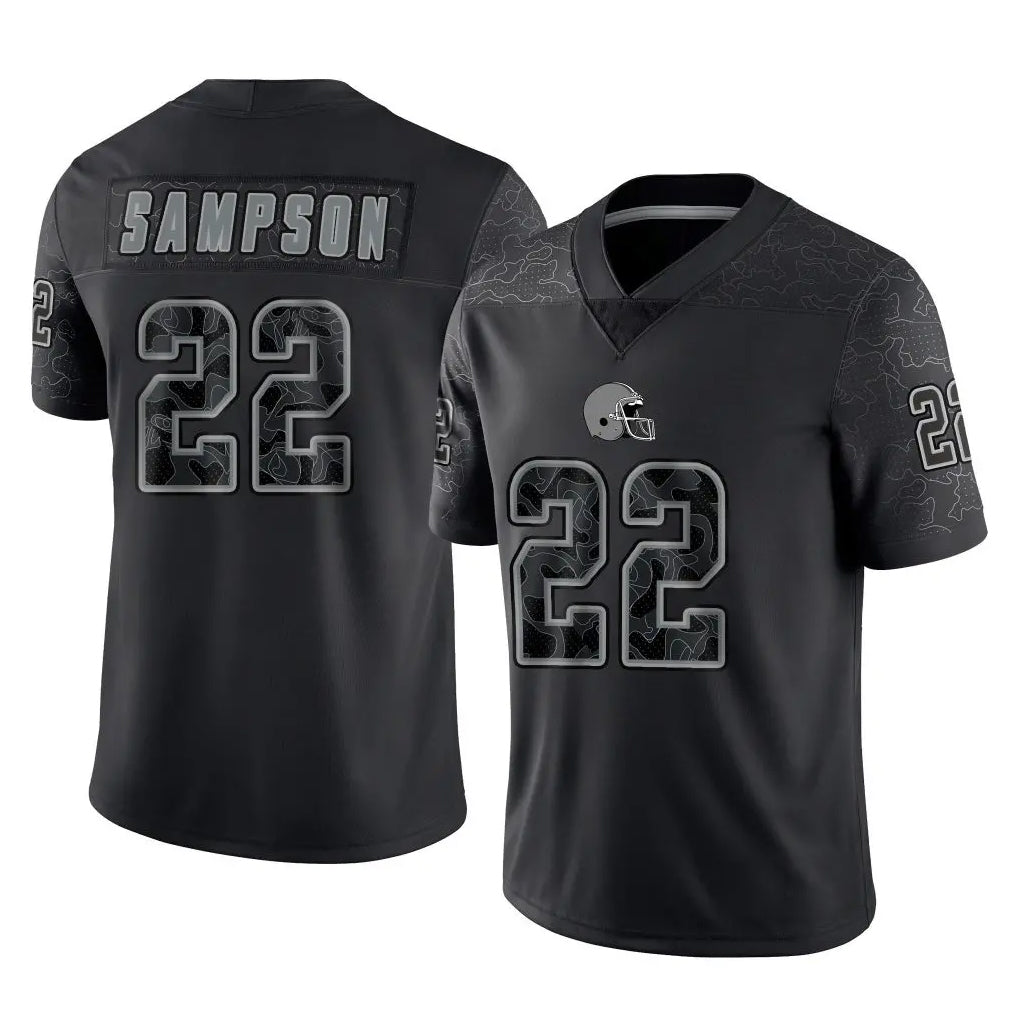 C.Browns #22 Dylan Sampson Player Black Reflective Home Game Hdoa Stitched Jerseys