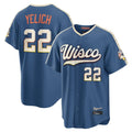 M.Brewers #22 Christian Yelich Player Blue 2026 City Connect Home Game Hdoa Stitched Jerseys