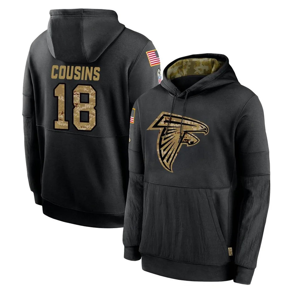 A.Falcons #18 Kirk Cousins Player Black Salute to Service Limited Black Hoodie Hdoa Stitched Jerseys