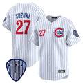 C.Cubs #27 Seiya Suzuki Player White Pinstripe Vapor Premier Limited Home Hdoa Stitched Jerseys