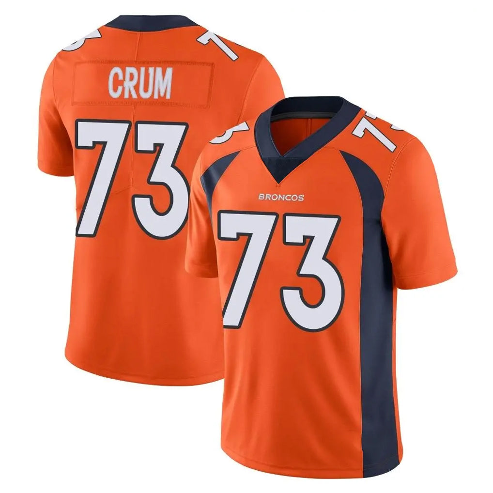 D.Broncos #73 Frank Crum Player Orange Color Vapor Untouchable Limited Game Hdoa Stitched Jerseys