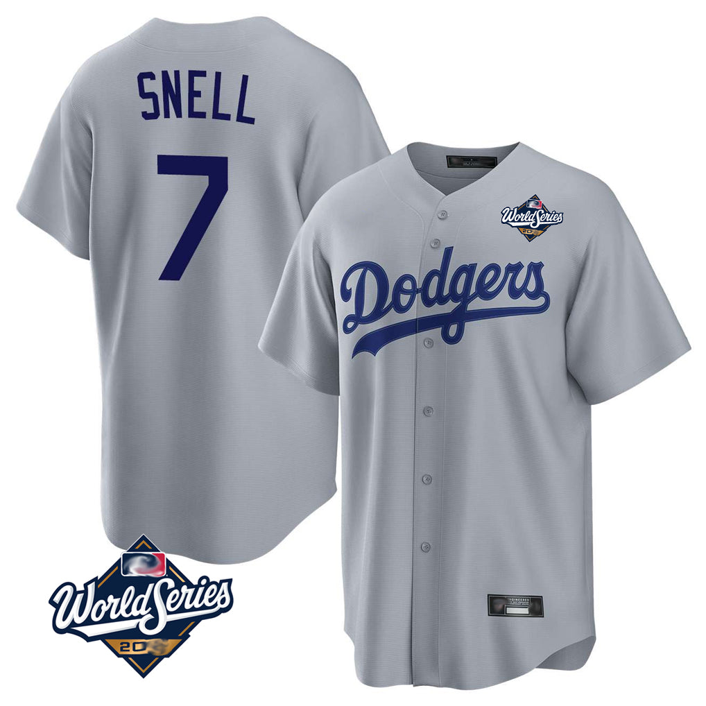 LA.Dodgers #7 Blake Snell Player Gray Game World Series Hdoa Stitched Jerseys