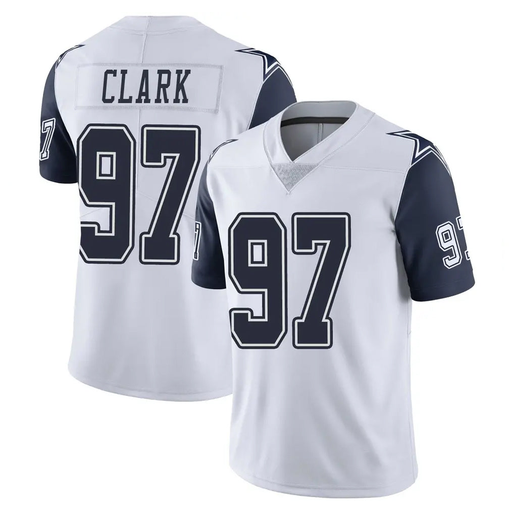 D.Cowboys #97 Kenny Clark Player White-Navy Limited Color Rush Vapor Untouchable Home Game Hdoa Stitched Jerseys