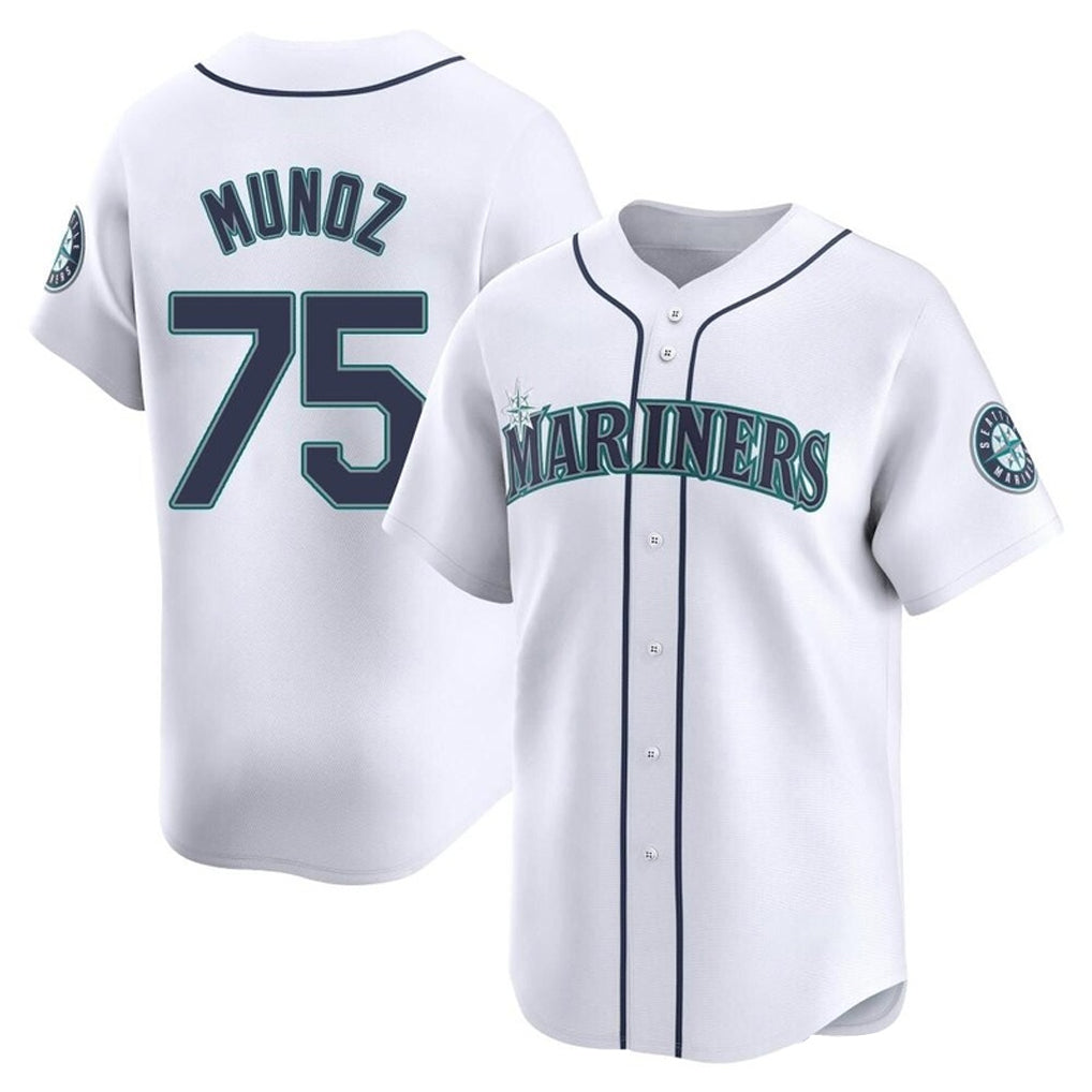 S.Mariners #75 Andres Munoz Player White Home Limited Hdoa Stitched Jerseys