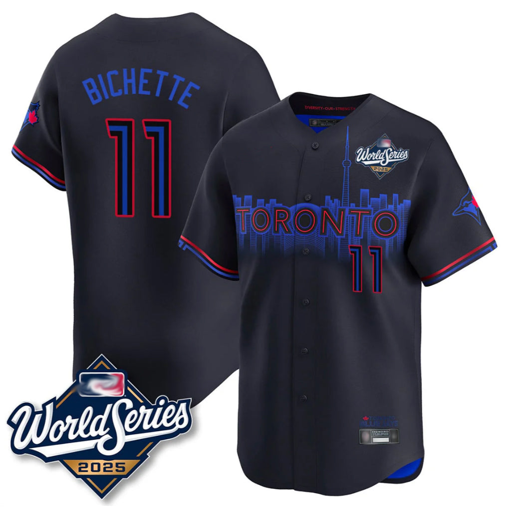 T.Blue Jays #11 Bo Bichette Player Black 2025 World Series City Connect Limited Hdoa Stitched Jerseys