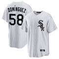 C.White Sox #58 Seranthony Dom¨ªnguez Player White Stripe Home Game Hdoa Stitched Jerseys