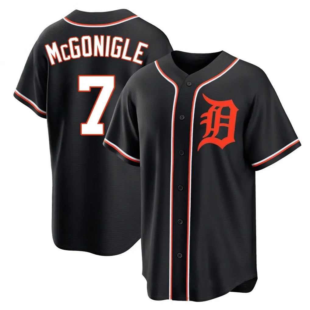 D.Tigers #7 Kevin McGonigle Player Black Fashion Out Home Game Hdoa Stitched Jerseys