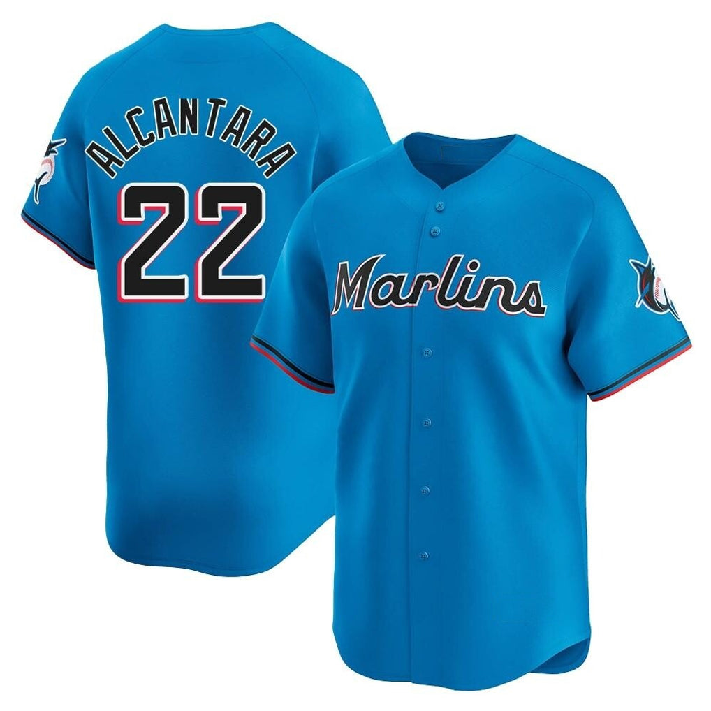 M.Marlins #22 Sandy Alcantara Player Blue Home Limited Hdoa Stitched Jerseys