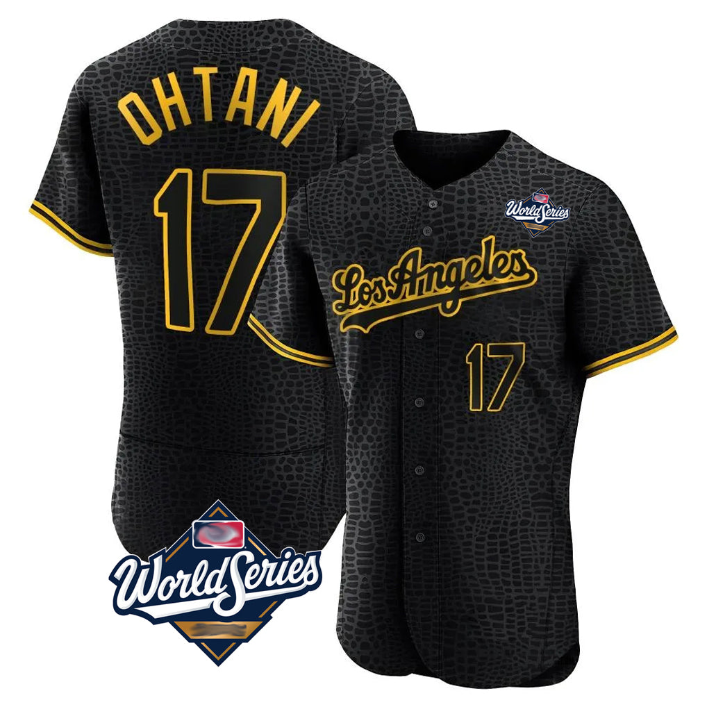 LA.Dodgers #17 Shohei Ohtani Player Black World Series Snake Skin City Limited Elite Home Hdoa Stitched Jerseys
