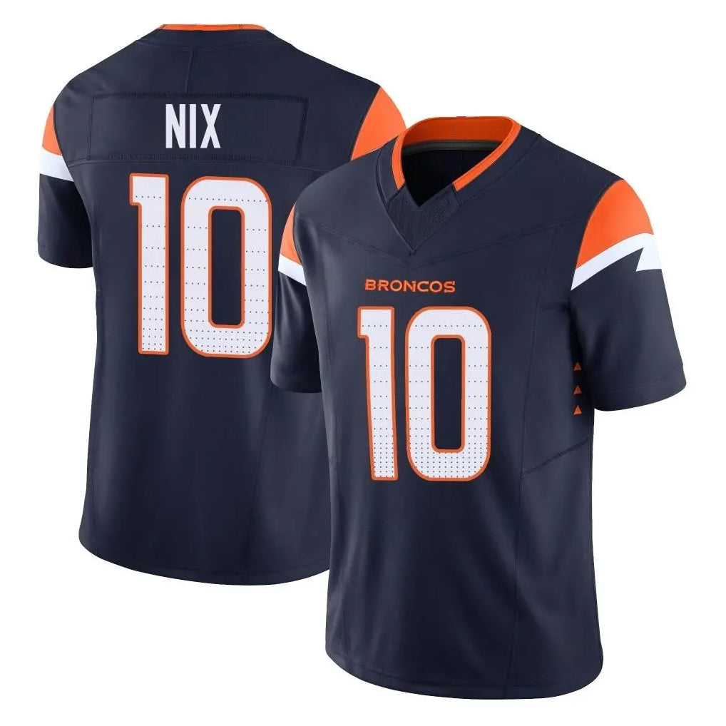 D.Broncos #10 Bo Nix Player Navy Limited Vapor F.U.S.E. Home Game Hdoa Stitched Jerseys