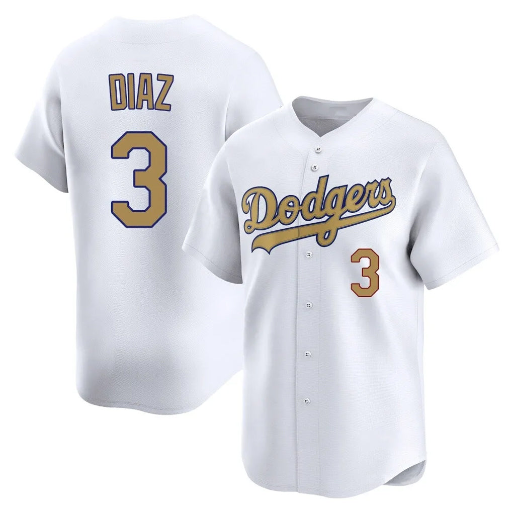 LA.Dodgers #3 Edwin D¨ªaz Player Gold Collection Limited Home Hdoa Stitched Jerseys