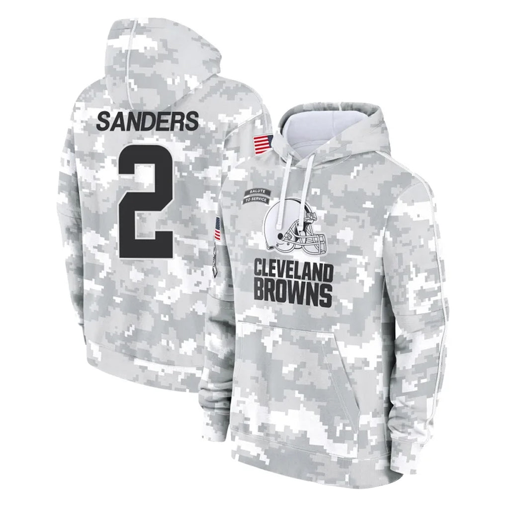 C.Browns #2 Shedeur Sanders Player Arctic Camo Salute to Service Hoodies Limited Game Hdoa Stitched Jerseys