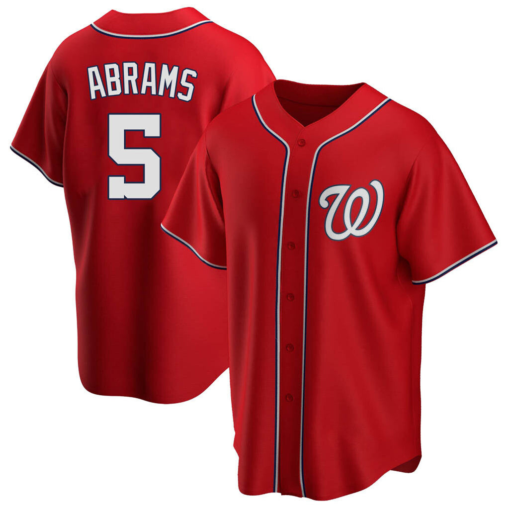 W.Nationals #5 CJ Abrams Player Red Replica Alternate Game Hdoa Stitched Jerseys