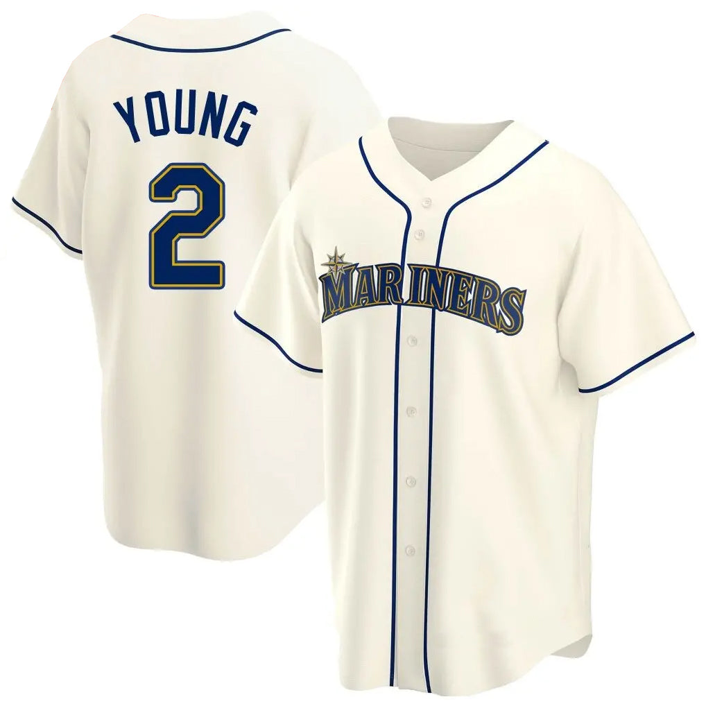 S.Mariners #2 Cole Young Player Cream Home Game Hdoa Stitched Jerseys