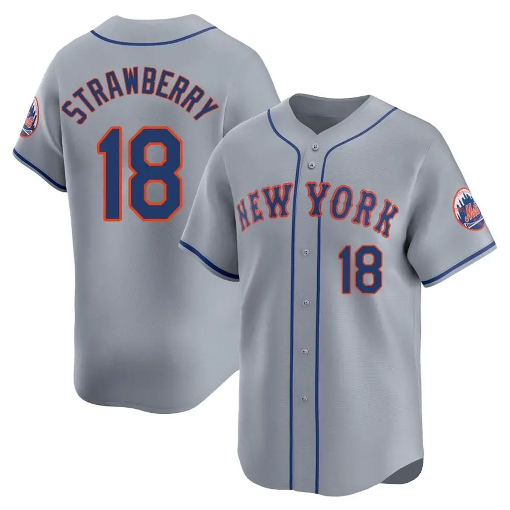 NY.Mets #18 Darryl Strawberry Player Gray Road Limited Home Hdoa Stitched Jerseys