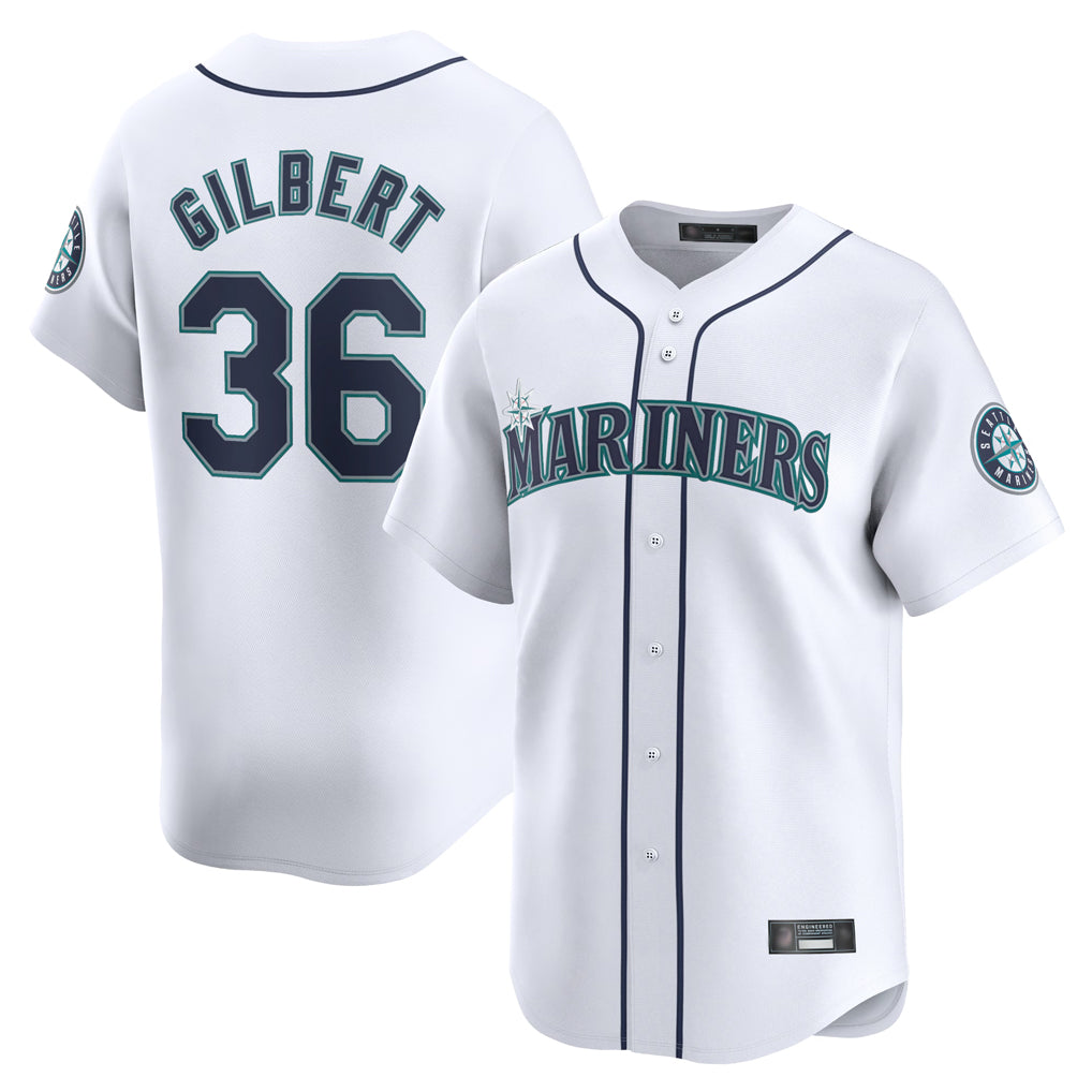 S.Mariners #36 Logan Gilbert Player White Home Limited Hdoa Stitched Jerseys