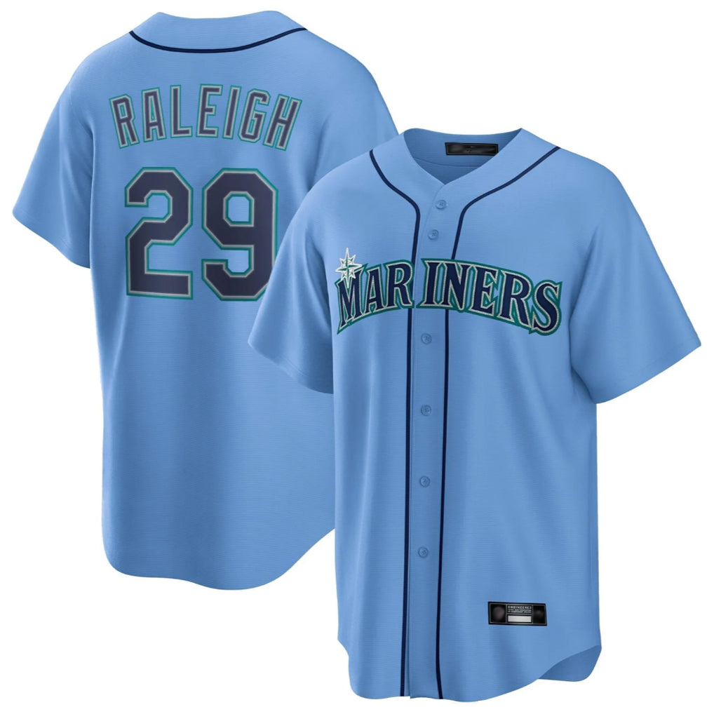 S.Mariners #29 Cal Raleigh Player Light Blue Home Game Hdoa Stitched Jerseys
