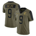 C.Browns #9 Grant Delpit Player Olive Salute to Service Limited Home Game Hdoa Stitched Jerseys