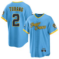 M.Brewers #2 Brice Turang Player Light Blue City Connect Home Game Hdoa Stitched Jerseys