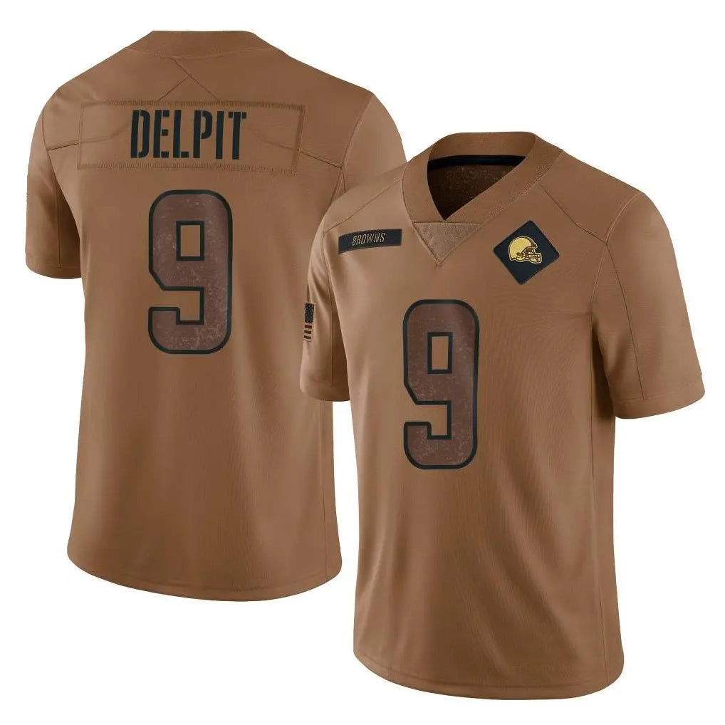 C.Browns #9 Grant Delpit Player Brown Salute to Service Limited Home Game Hdoa Stitched Jerseys