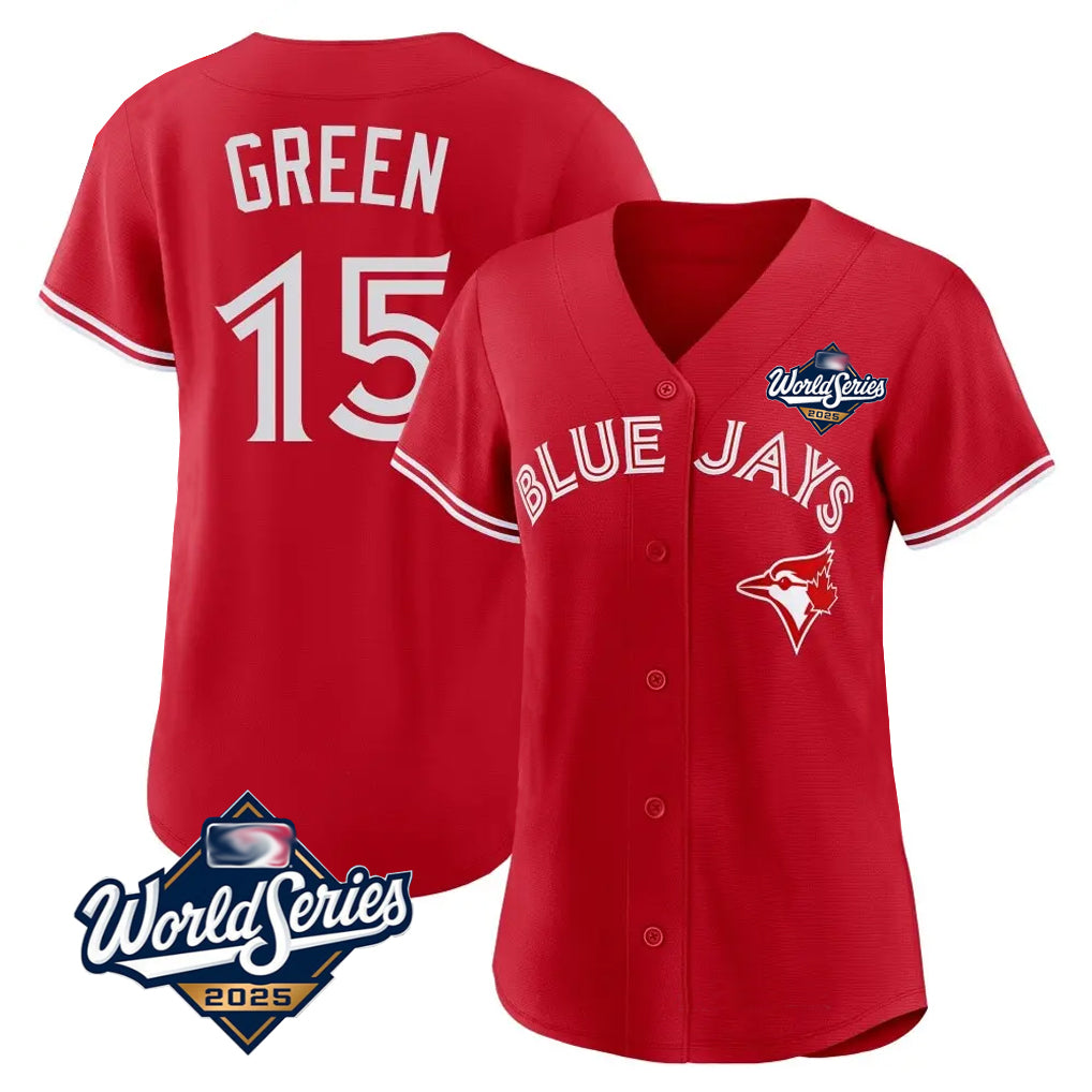 T.Blue Jays #15 Chad Green Player Red 2025 World Series Limited Hdoa Stitched Jerseys