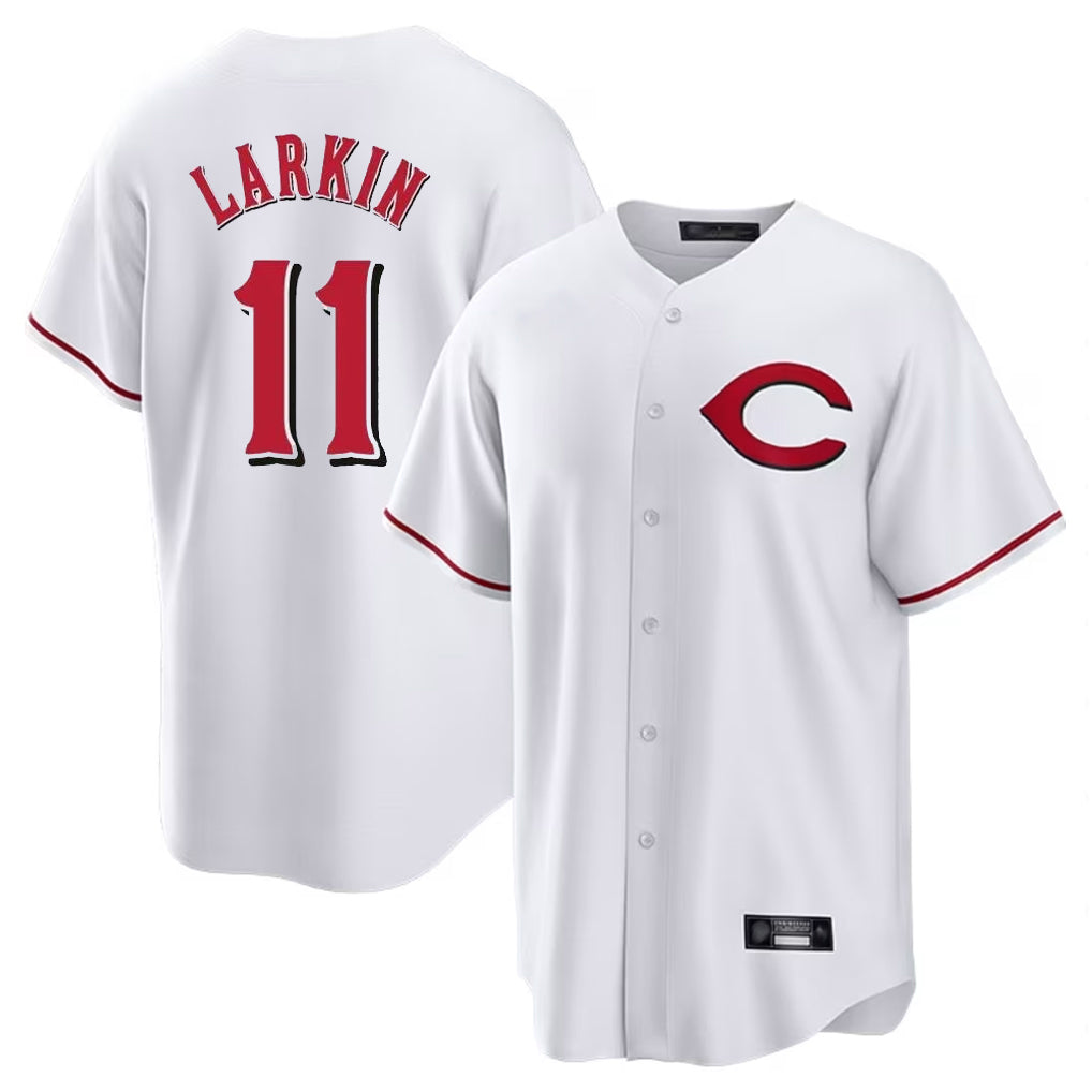C.Reds #11 Barry Larkin Player White Home Game Hdoa Stitched Jerseys