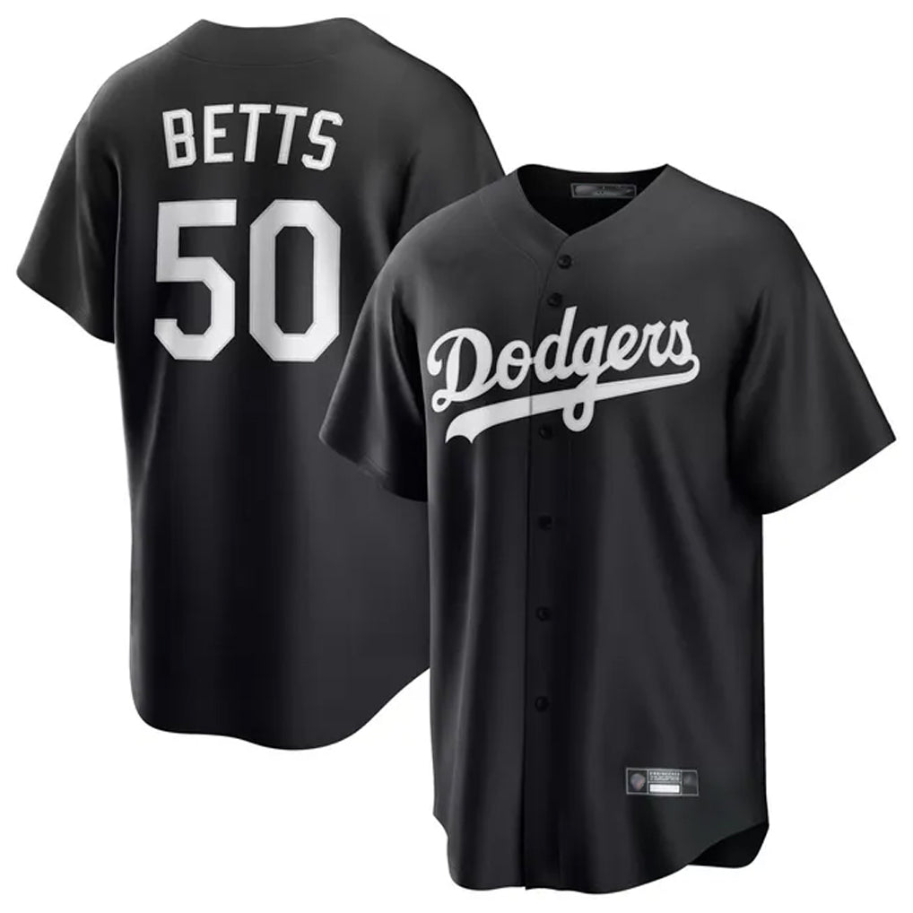 LA.Dodgers #50 Mookie Betts Player Black Carbon Limited Game Hdoa Stitched Jerseys