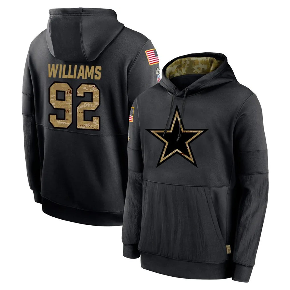 D.Cowboys #92 Quinnen Williams Player Black Salute to Service Pullover Hoodies Limited Hdoa Stitched Jerseys